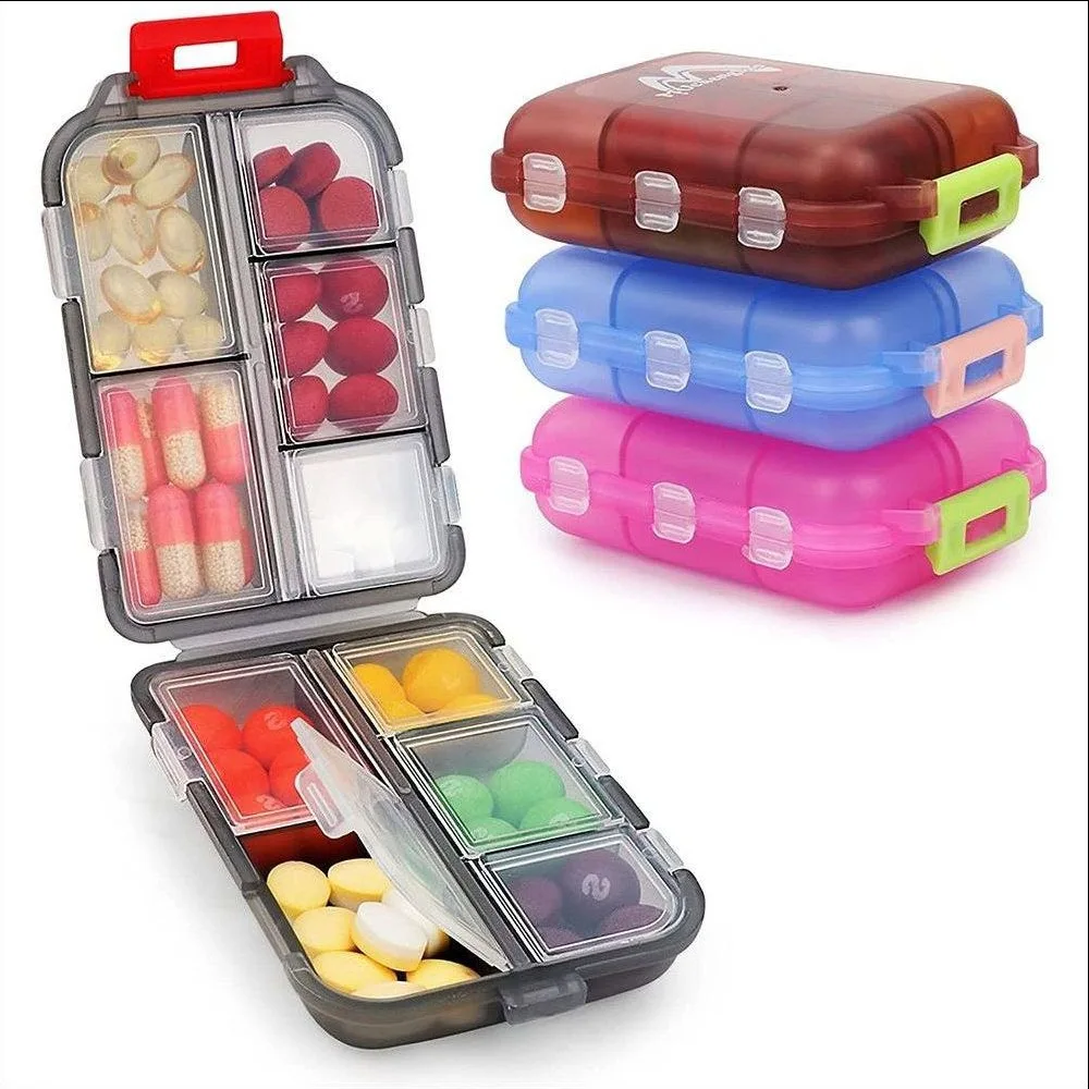 MedicareCoverages™ 12-Grid Travel Pill Organizer – Compact Square Daily Vitamin & Medication Container (Blue) - Image 3