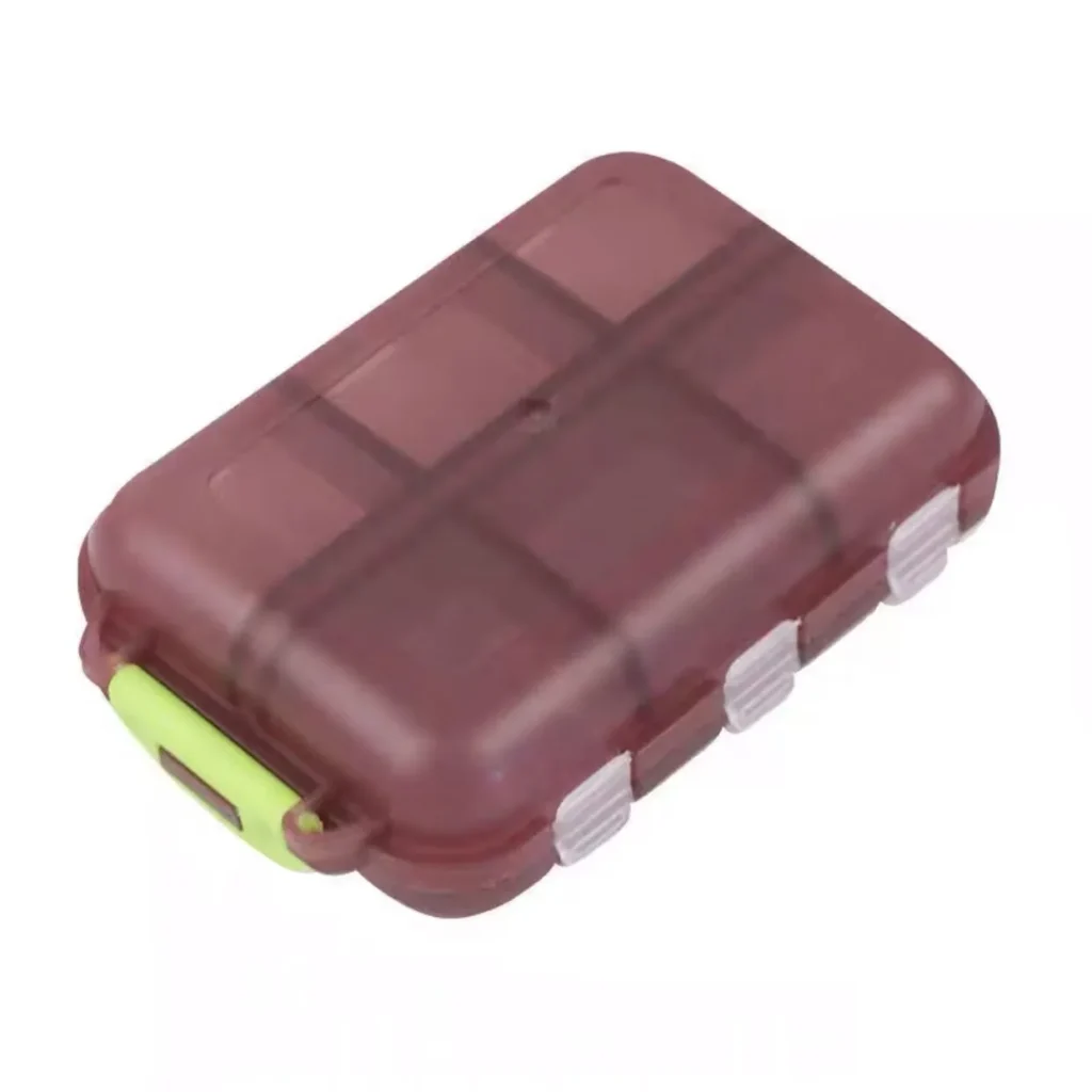 MedicareCoverages™ 12-Grid Travel Pill Organizer – Compact Square Daily Vitamin & Medication Container (Brown)
