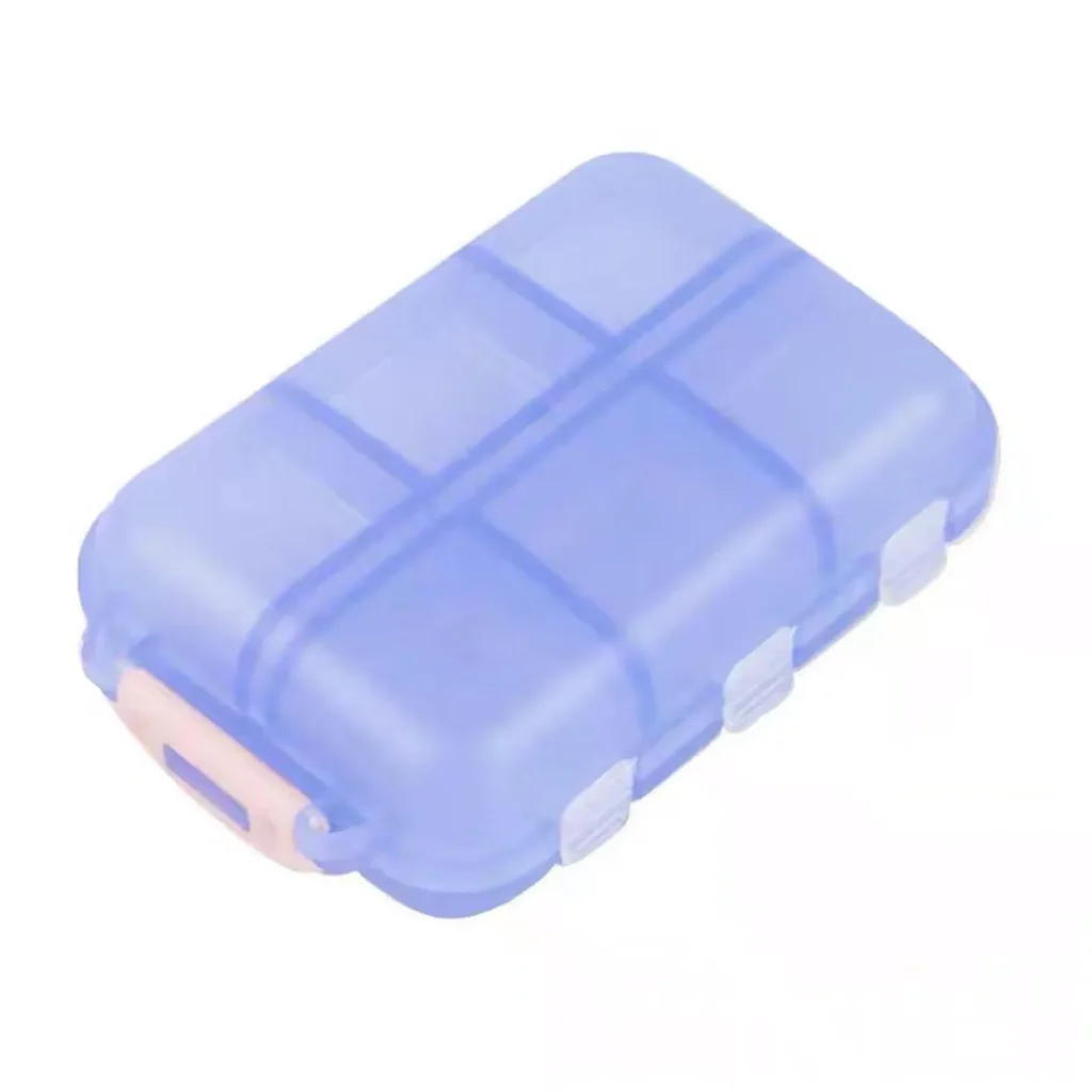 MedicareCoverages™ 12-Grid Travel Pill Organizer – Compact Square Daily Vitamin & Medication Container (Blue)