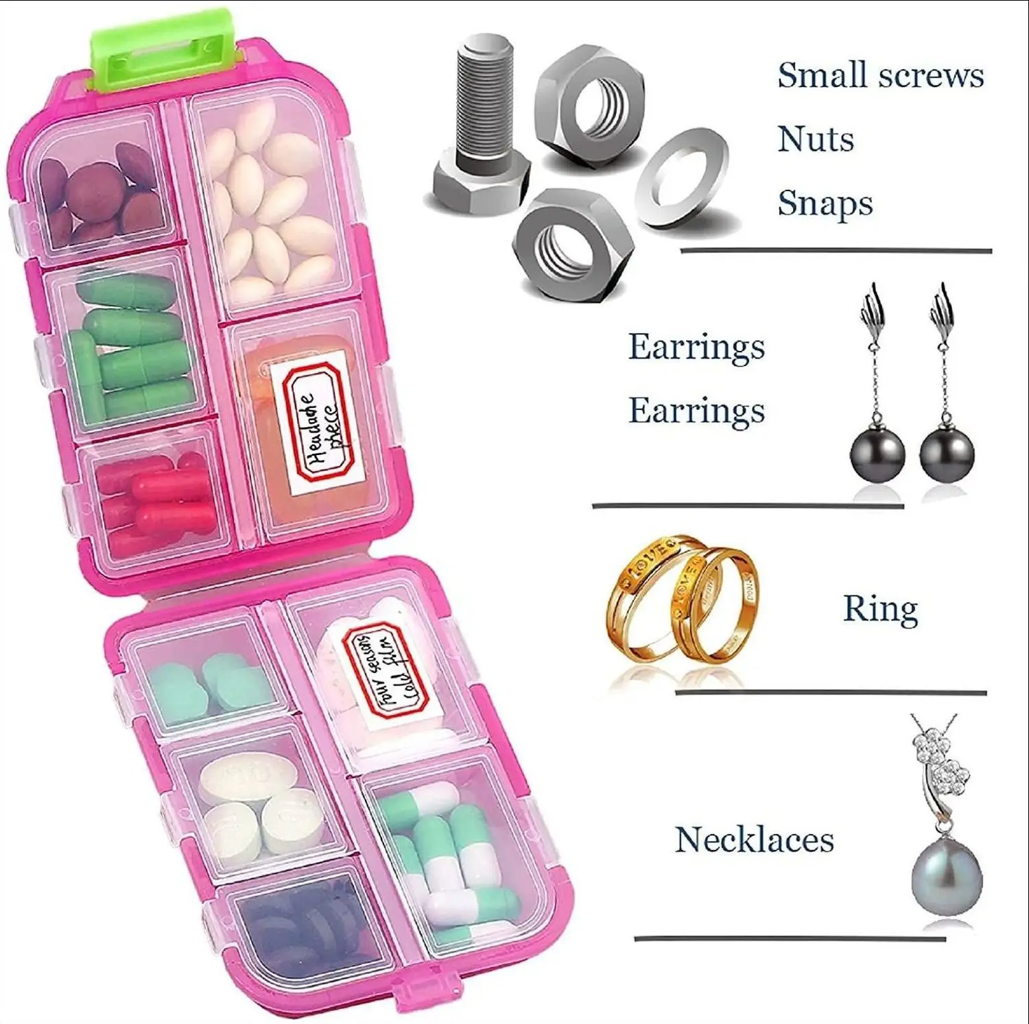 MedicareCoverages™ 12-Grid Travel Pill Organizer – Compact Square Daily Vitamin & Medication Container (Blue) - Image 7