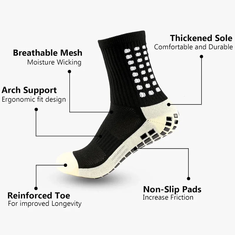 MedicareCoverages™ Non-Slip Unisex Athletic Grip Socks – Anti-Slip Outdoor Sport Socks for Soccer, Football, Yoga & Fitness (4 Pair Set) - Image 4